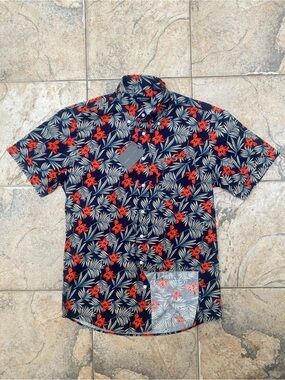 Spier & Mackay Men's Navy Floral Short-Sleeve Button-Up Shirt Size L
